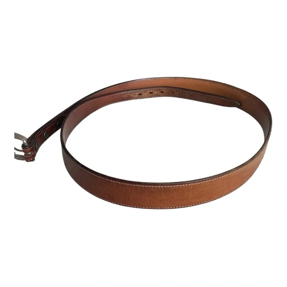 Men’s Brown Genuine Leather Belt with Silver Buckle – Classic Everyday Style